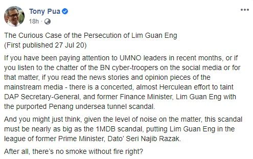 FACT CHECK Regarding YB Tony Pua’s ‘The Curious Case of the Persecution of Lim Guan Eng’